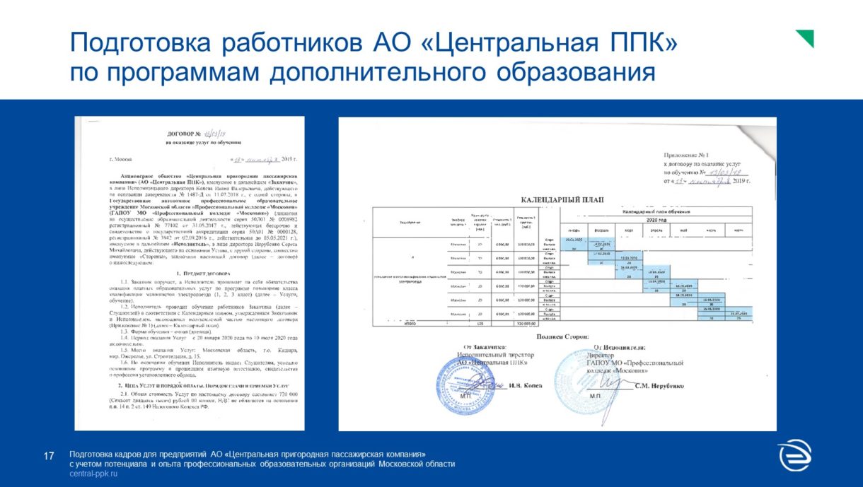 АО «Центральная ППК» — ГАПОУ МО Профессиональный колледж 